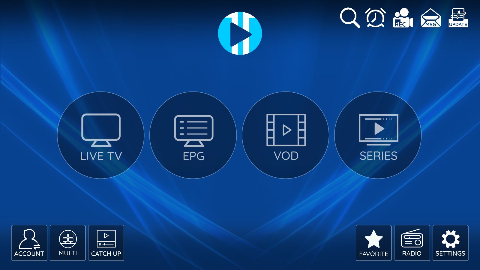 Tela do aplicativo XCIPTV PLAYER (APP UNIVERSAL)